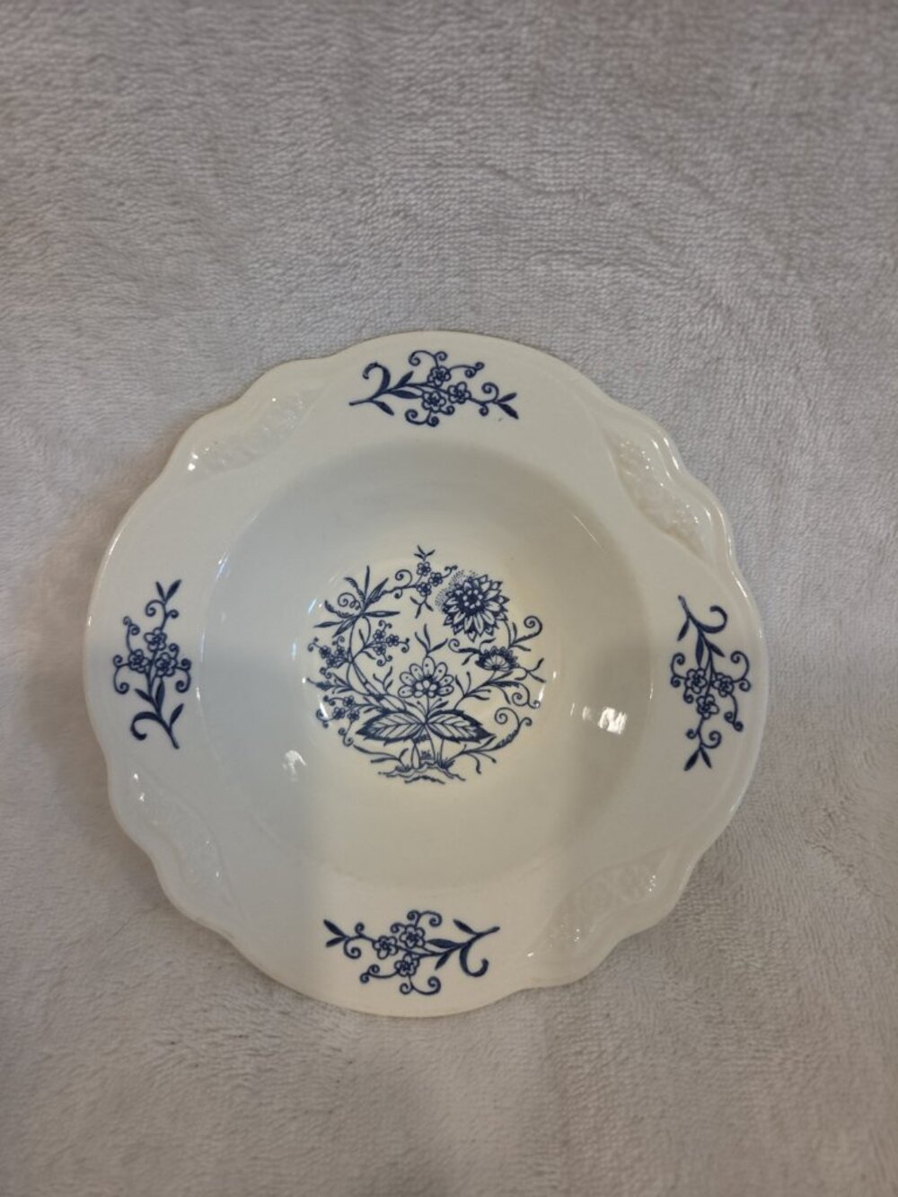 Sheffield Dresden Blue Floral Dessert Bowl — Scalloped Rim